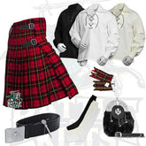 Battle Of Kilts Men’s Tartan Kilt Outfit – 8-Piece Scottish Set with Premium Accessories